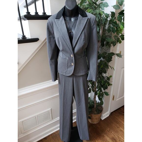 7th Avenue 2 Piece Suit Womens Size 12 Gray Super Stretch Polyester Straight Leg - Picture 9 of 16
